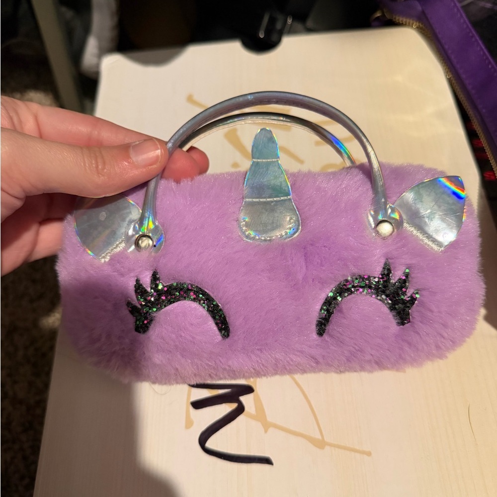 Purple Furry Unicorn KidsGlasses Case